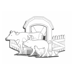 Granja armable de cartón
